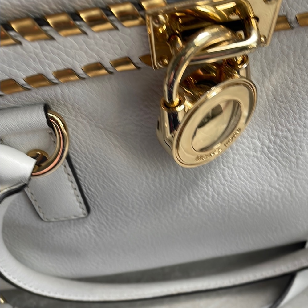 Michael Kors White and Gold Satchel bag leather - Picture 10 of 12